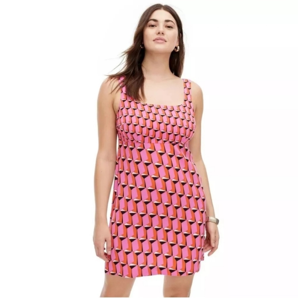 Diane Von Furstenberg x Target Mini Shift Dress in Pink Modern Geo Size 14 NWT